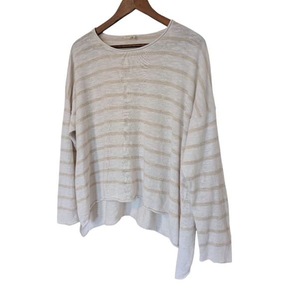 Eileen Fisher Organic Linen Blend Striped Sweater Women's M Fisherman Mature - Picture 4 of 14
